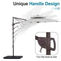 10 Ft. Outdoor Patio Cantilever Umbrella With Tilt In Light Gray -Jearey jearey cantilever umbrellas jylmyx10 lgy c3 1000