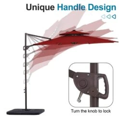 10 Ft. Outdoor Patio Cantilever Umbrella With Tilt In Red -Jearey jearey cantilever umbrellas jylmyx10 rd c3 1000