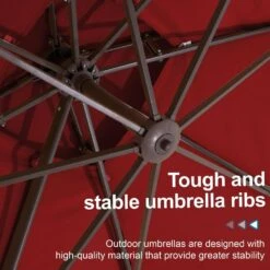 10 Ft. Outdoor Patio Cantilever Umbrella With Tilt In Red -Jearey jearey cantilever umbrellas jylmyx10 rd fa 1000