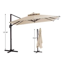 10 Ft. X 10 Ft. Square Two-Tier Top Rotation Outdoor Cantilever Patio Umbrella With Cover In Beige 16 10 Ft. X 10 Ft. Square Two-Tier Top Rotation Outdoor Cantilever Patio Umbrella With Cover In Beige -Jearey jearey cantilever umbrellas lk10fx beige 44 1000
