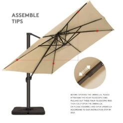 10 Ft. X 10 Ft. Square Two-Tier Top Rotation Outdoor Cantilever Patio Umbrella With Cover In Beige 14 10 Ft. X 10 Ft. Square Two-Tier Top Rotation Outdoor Cantilever Patio Umbrella With Cover In Beige -Jearey jearey cantilever umbrellas lk10fx beige 4f 1000