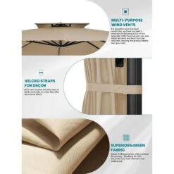 10 Ft. X 10 Ft. Square Two-Tier Top Rotation Outdoor Cantilever Patio Umbrella With Cover In Beige 12 10 Ft. X 10 Ft. Square Two-Tier Top Rotation Outdoor Cantilever Patio Umbrella With Cover In Beige -Jearey jearey cantilever umbrellas lk10fx beige a0 1000