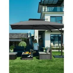 10 Ft. X 10 Ft. Square Two-Tier Top Rotation Outdoor Cantilever Patio Umbrella With Cover In Gray 23 10 Ft. X 10 Ft. Square Two-Tier Top Rotation Outdoor Cantilever Patio Umbrella With Cover In Gray -Jearey jearey cantilever umbrellas lk10fx gray 31 1000