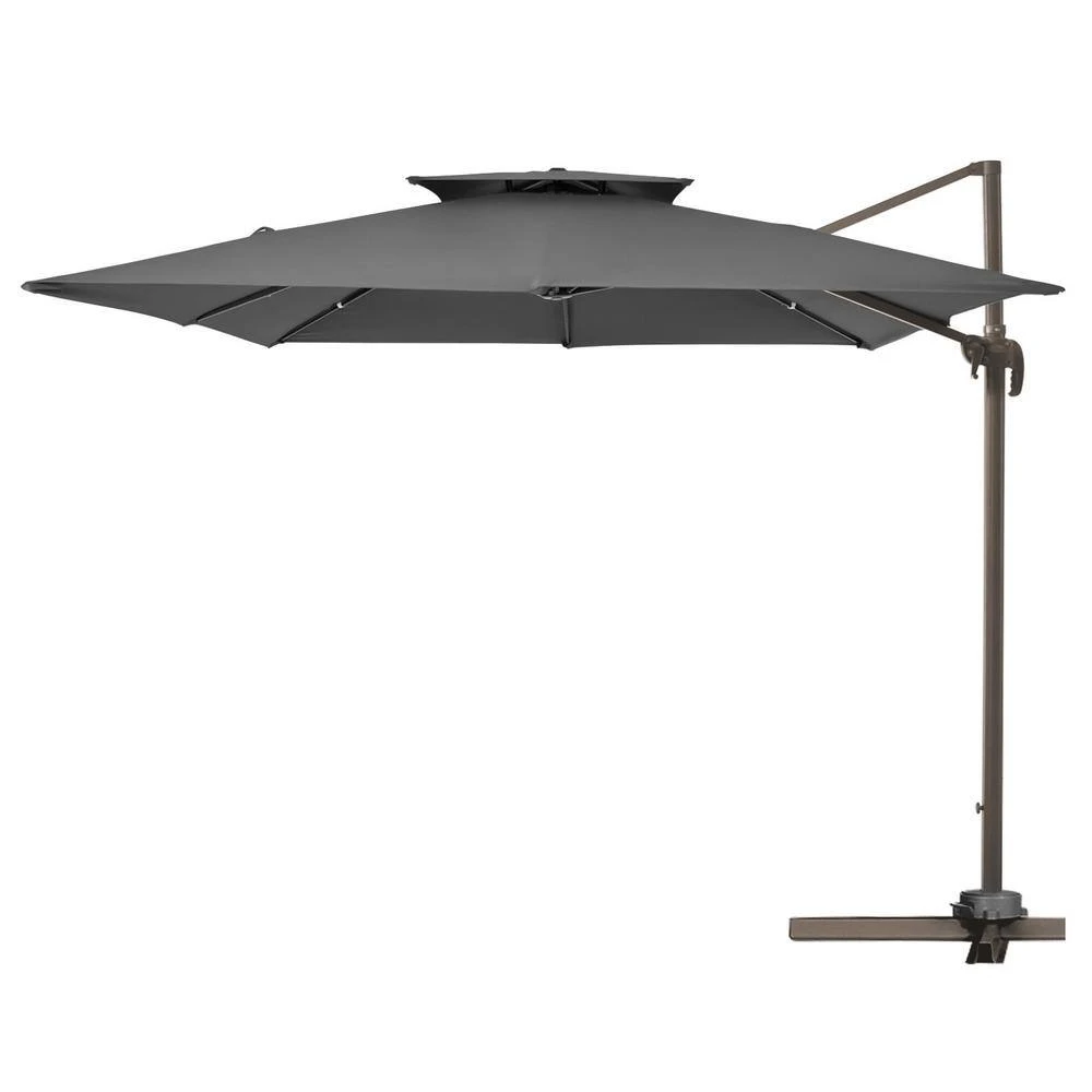 10 Ft. X 10 Ft. Square Two-Tier Top Rotation Outdoor Cantilever Patio Umbrella With Cover In Gray 8 10 Ft. X 10 Ft. Square Two-Tier Top Rotation Outdoor Cantilever Patio Umbrella With Cover In Gray - Image 8