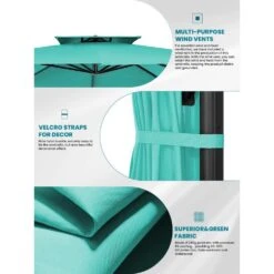 10 Ft. X 10 Ft. Square Two-Tier Top Rotation Outdoor Cantilever Patio Umbrella With Cover In Peacock Blue -Jearey jearey cantilever umbrellas lk10fx pblue a0 1000