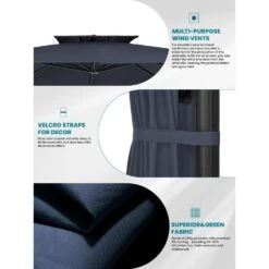 11 Ft. X 11 Ft. Square Two-Tier Top Rotation Outdoor Cantilever Patio Umbrella With Cover In Navy -Jearey jearey cantilever umbrellas lk11fx navy a0 1000