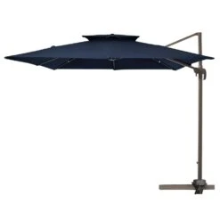 11 Ft. X 11 Ft. Square Two-Tier Top Rotation Outdoor Cantilever Patio Umbrella With Cover In Navy -Jearey jearey cantilever umbrellas lk11fx navy c3 1000