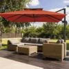 11 Ft. X 11 Ft. Square Two-Tier Top Rotation Outdoor Cantilever Patio Umbrella With Cover In Orange