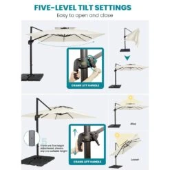11 Ft. X 11 Ft. Square Two-Tier Top Rotation Outdoor Cantilever Patio Umbrella With Cover In Whisper White -Jearey jearey cantilever umbrellas lk11fx ww 1f 1000