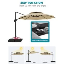12 Ft. Aluminum 360-Degree Rotation Cantilever Patio Umbrella With Cover In Beige 16 12 Ft. Aluminum 360-Degree Rotation Cantilever Patio Umbrella With Cover In Beige -Jearey jearey cantilever umbrellas lk12 beige 66 1000