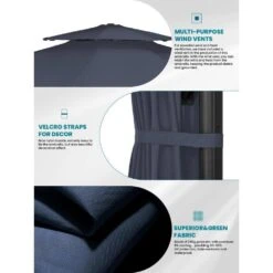 12 Ft. Aluminum 360-Degree Rotation Cantilever Patio Umbrella With Cover In Navy -Jearey jearey cantilever umbrellas lk12 navy a0 1000