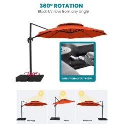 12 Ft. Aluminum 360-Degree Rotation Cantilever Patio Umbrella With Cover In Orange -Jearey jearey cantilever umbrellas lk12 orange 66 1000