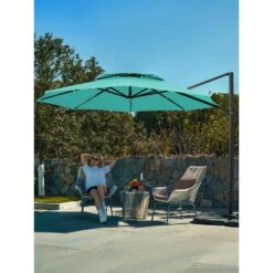 12 Ft. Aluminum 360-Degree Rotation Cantilever Patio Umbrella With Cover In Peacock Blue -Jearey jearey cantilever umbrellas lk12 pblue 31 1000