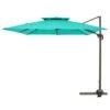 12 Ft. X 12 Ft. Square 2-Tier Top Rotation Outdoor Cantilever Patio Umbrella With Cover In Peacock Blue