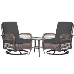 3-Piece Grey Wicker Patio Comfortable Conversation Set With Grey Cushions -Jearey jearey chat sets xes 3 grey 31 1000