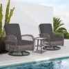 3-Piece Grey Wicker Patio Comfortable Conversation Set With Grey Cushions