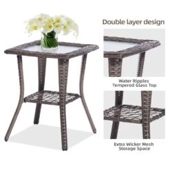 3-Piece Grey Wicker Patio Comfortable Conversation Set With Grey Cushions -Jearey jearey chat sets xes 3 grey c3 1000