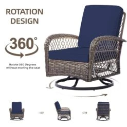3-Piece Navy Wicker Patio Comfortable Conversation Set With Navy Cushions -Jearey jearey chat sets xes 3 navy 4f 1000