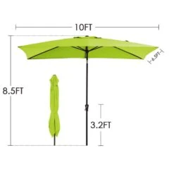 6.5 Ft. X 10 Ft. Steel Market Tilt Patio Umbrella In Apple Green -Jearey jearey market umbrellas 6 5jxs ag 1f 1000