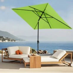 6.5 Ft. X 10 Ft. Steel Market Tilt Patio Umbrella In Apple Green -Jearey jearey market umbrellas 6 5jxs ag 31 1000
