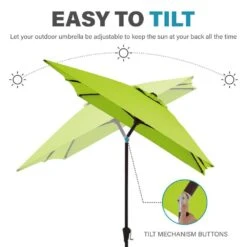 6.5 Ft. X 10 Ft. Steel Market Tilt Patio Umbrella In Apple Green -Jearey jearey market umbrellas 6 5jxs ag 4f 1000