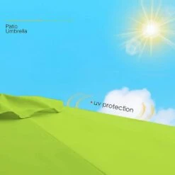 6.5 Ft. X 10 Ft. Steel Market Tilt Patio Umbrella In Apple Green -Jearey jearey market umbrellas 6 5jxs ag a0 1000