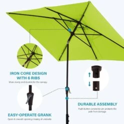 6.5 Ft. X 10 Ft. Steel Market Tilt Patio Umbrella In Apple Green -Jearey jearey market umbrellas 6 5jxs ag c3 1000