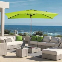 6.5 Ft. X 10 Ft. Steel Market Tilt Patio Umbrella In Apple Green -Jearey jearey market umbrellas 6 5jxs ag e1 1000