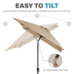 6.5 Ft. X 10 Ft. Steel Market Tilt Patio Umbrella In Beige -Jearey jearey market umbrellas 6 5jxs beige 1f 1000