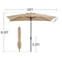 6.5 Ft. X 10 Ft. Steel Market Tilt Patio Umbrella In Beige -Jearey jearey market umbrellas 6 5jxs beige 44 1000