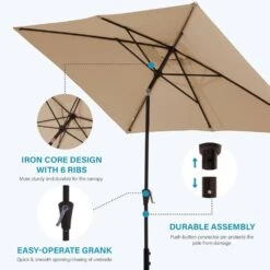 6.5 Ft. X 10 Ft. Steel Market Tilt Patio Umbrella In Beige -Jearey jearey market umbrellas 6 5jxs beige 4f 1000