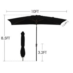 6.5 Ft. X 10 Ft. Steel Market Tilt Patio Umbrella In Blue And White -Jearey jearey market umbrellas 6 5jxs bw 1f 1000