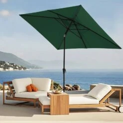 6.5 Ft. X 10 Ft. Steel Market Tilt Patio Umbrella In Dark Green -Jearey jearey market umbrellas 6 5jxs dg 31 1000