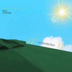 6.5 Ft. X 10 Ft. Steel Market Tilt Patio Umbrella In Dark Green -Jearey jearey market umbrellas 6 5jxs dg a0 1000