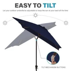 6.5 Ft. X 10 Ft. Steel Market Tilt Patio Umbrella In Navy -Jearey jearey market umbrellas 6 5jxs navy 1f 1000