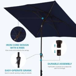 6.5 Ft. X 10 Ft. Steel Market Tilt Patio Umbrella In Navy -Jearey jearey market umbrellas 6 5jxs navy 4f 1000