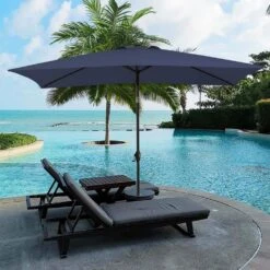 6.5 Ft. X 10 Ft. Steel Market Tilt Patio Umbrella In Navy