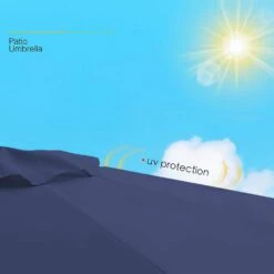 6.5 Ft. X 10 Ft. Steel Market Tilt Patio Umbrella In Navy -Jearey jearey market umbrellas 6 5jxs navy a0 1000