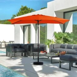 6.5 Ft. X 10 Ft. Steel Market Tilt Patio Umbrella In Orange -Jearey jearey market umbrellas 6 5jxs orange 31 1000