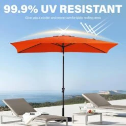 6.5 Ft. X 10 Ft. Steel Market Tilt Patio Umbrella In Orange -Jearey jearey market umbrellas 6 5jxs orange 44 1000