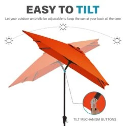 6.5 Ft. X 10 Ft. Steel Market Tilt Patio Umbrella In Orange -Jearey jearey market umbrellas 6 5jxs orange 4f 1000