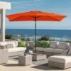 6.5 Ft. X 10 Ft. Steel Market Tilt Patio Umbrella In Orange