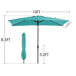 6.5 Ft. X 10 Ft. Steel Market Tilt Patio Umbrella In Peacock Blue -Jearey jearey market umbrellas 6 5jxs pb 44 1000