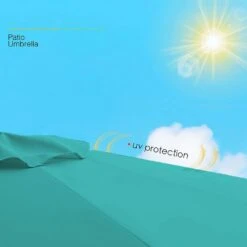 6.5 Ft. X 10 Ft. Steel Market Tilt Patio Umbrella In Peacock Blue -Jearey jearey market umbrellas 6 5jxs pb a0 1000