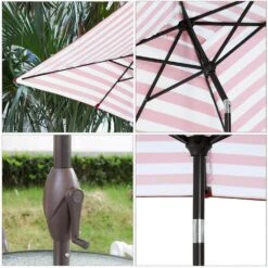 6.5 Ft. X 10 Ft. Steel Market Tilt Patio Umbrella In Red And White -Jearey jearey market umbrellas 6 5jxs rw 77 1000