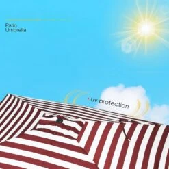 6.5 Ft. X 10 Ft. Steel Market Tilt Patio Umbrella In Red And White -Jearey jearey market umbrellas 6 5jxs rw a0 1000