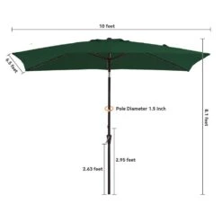 6.5 X 10 Ft. Market Solar LED Lighted Tilt Patio Umbrella Rectangular Outdoor Umbrella In Dark Green -Jearey jearey market umbrellas 6 5x10zzs dz dgn 1f 1000