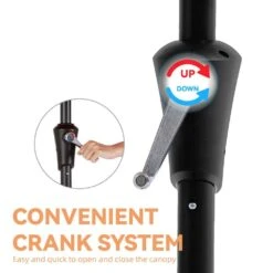 6.5 X 10 Ft. Market Solar LED Lighted Tilt Patio Umbrella Rectangular Outdoor Umbrella In Pumpkin -Jearey jearey market umbrellas 6 5x10zzs dz or 4f 1000