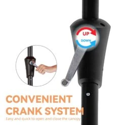 6.5 X 10 Ft. Market Solar LED Lighted Tilt Patio Umbrella Rectangular Outdoor Umbrella In Red -Jearey jearey market umbrellas 6 5x10zzs dz rd 4f 1000