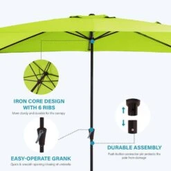8 Ft. X 10 Ft. Steel Rectangular Market Umbrella In Apple Green -Jearey jearey market umbrellas 8x10jxs agreen c3 1000
